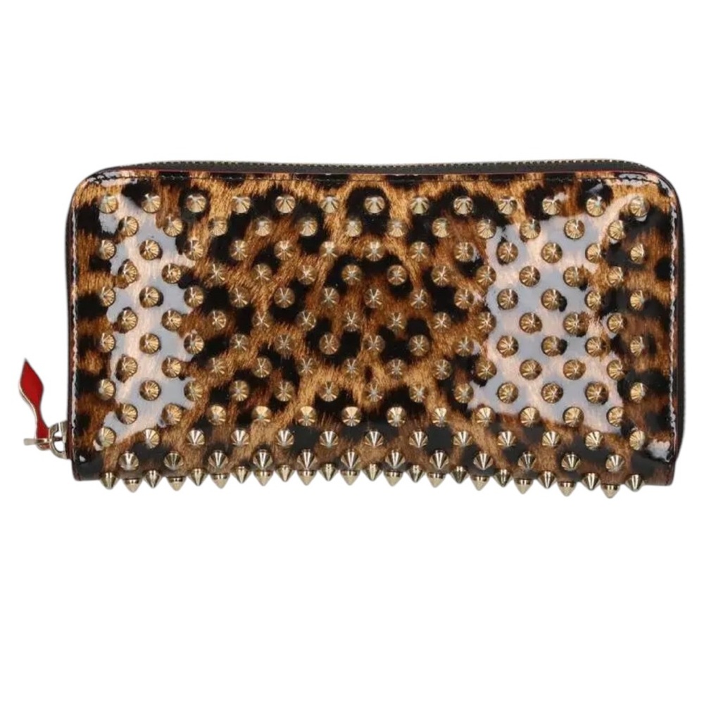 LOUBOUTIN PANETTONE SPIKES CALFSKIN PATENT LEATHER ZIP AROUND
WALLET